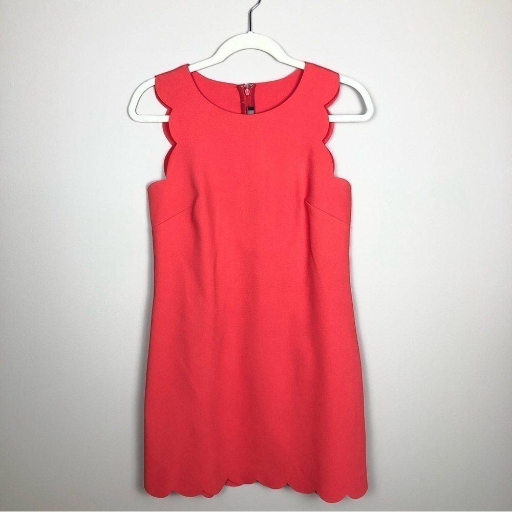 J Crew coral sheath scalloped minimal mini dress 2